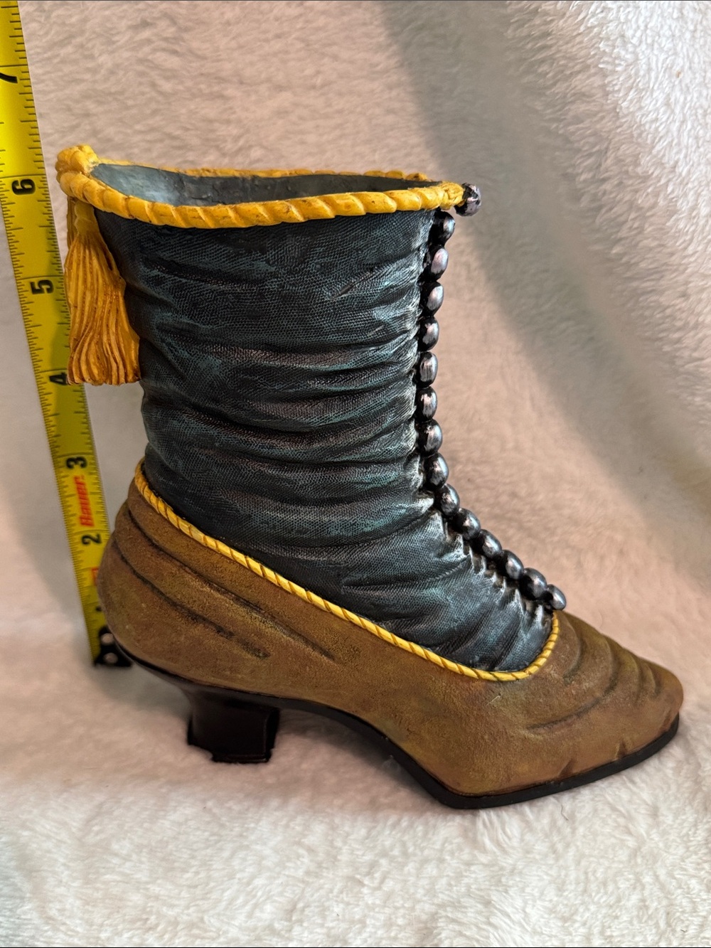 Vintage Hand-Painted Victorian Button Boot Figurine / Planter Vase